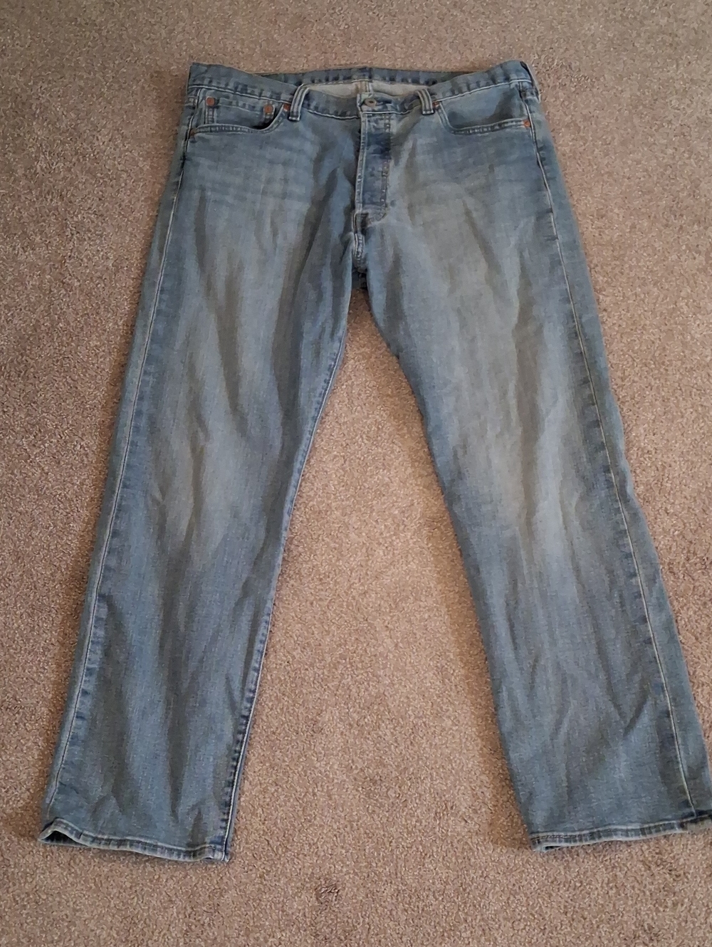 501 Levi's Light Blue Straight Leg Men's Jeans. Fly Button Up. 36x30